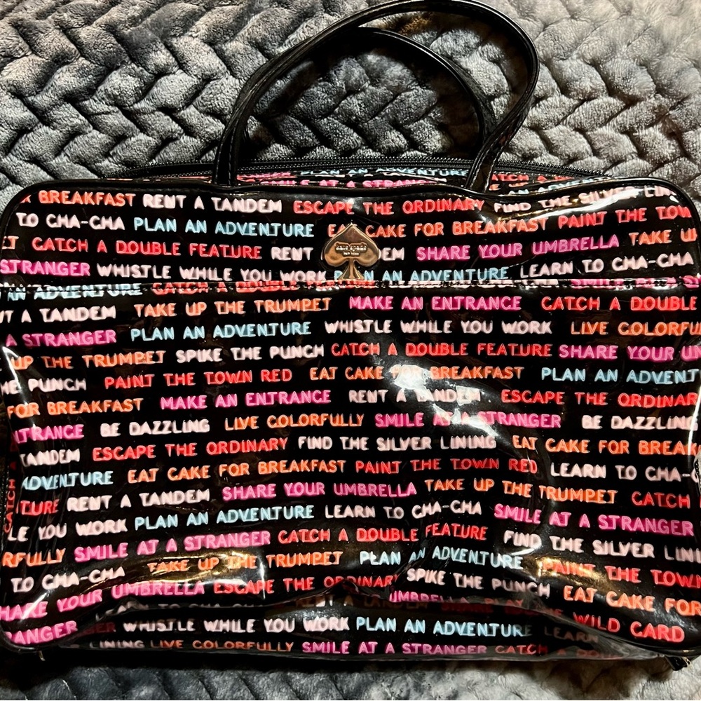 Kate Spade Colorful Make-up/Essentials Text/Fun Print Travel Bag.